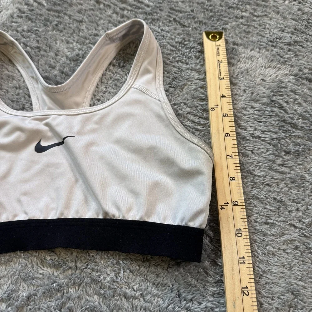 Nike Dri-FIT Swoosh Sports Bra Medium White Black Racerback Medium Impact